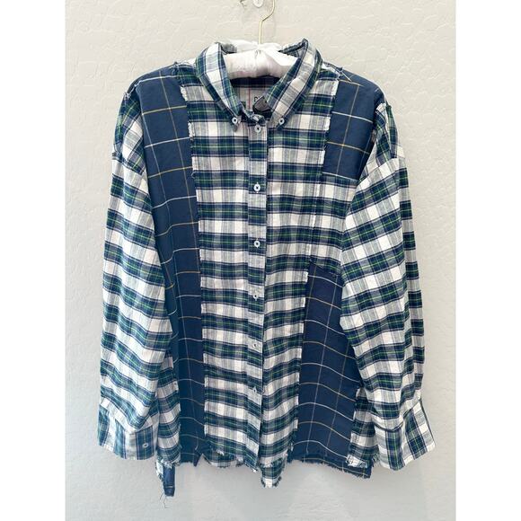 Urban Outfitters Tops - URBAN OUTFITTERS | Blue Plaid Spliced Dad Button Down Oversized Shirt | Small